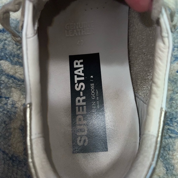 Golden Goose Super Star Sneakers Shoes White Silver Ice Leather Authentic 40 - Picture 5 of 7
